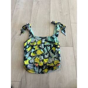 Free People Vibrant Mesh Print Tie Strap Tank Top size XL